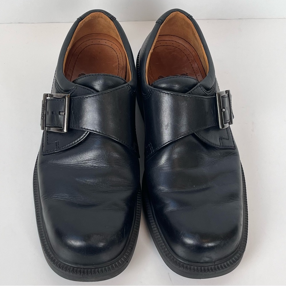 Ecco City Monk Strap Shoe Mens EU 44 US 10 - 10.5 Black Leather Buckle Comfort